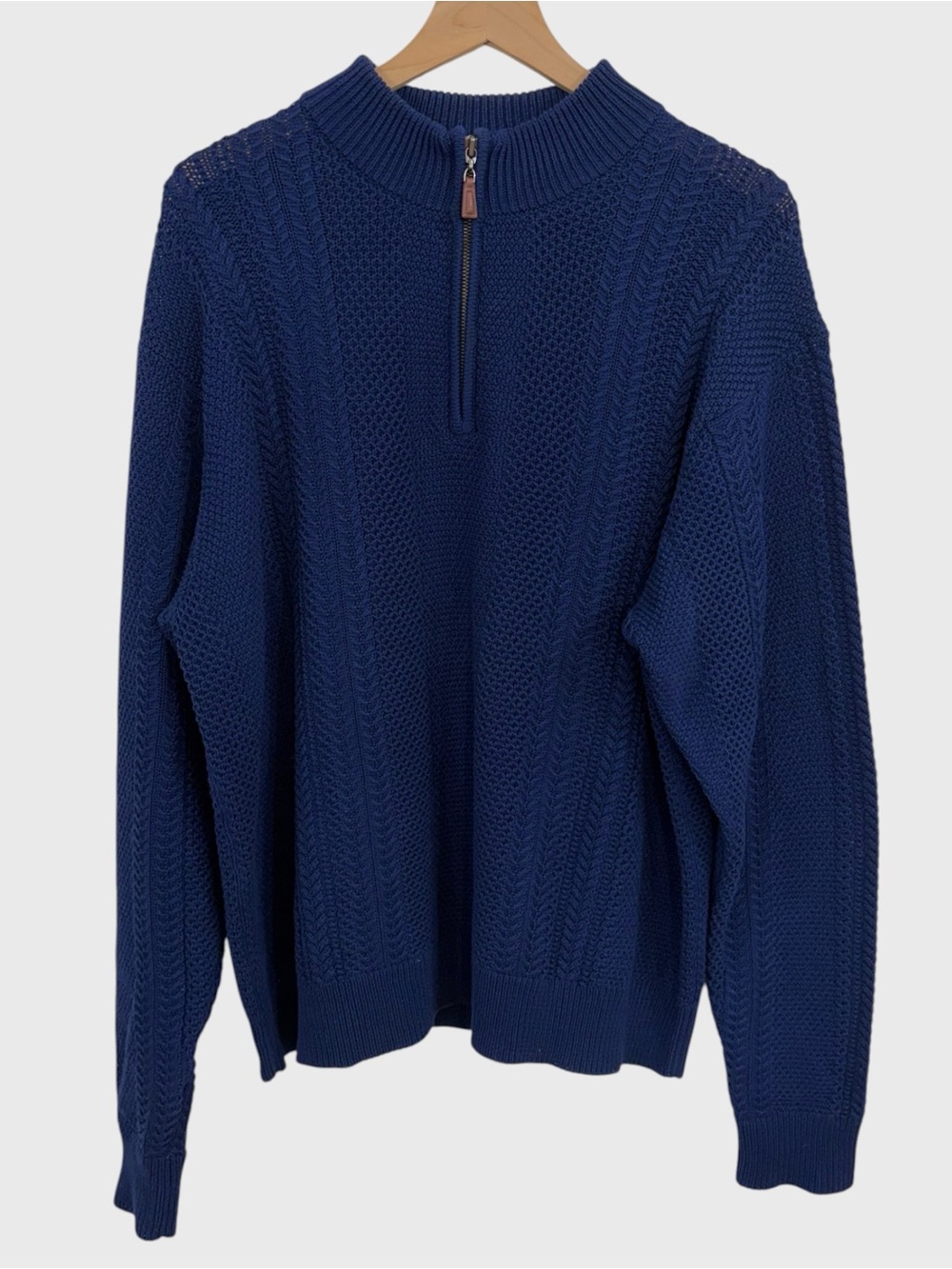Peter Millar Navy Blue Cable Knit 1/4 Zip Sweater Size Large